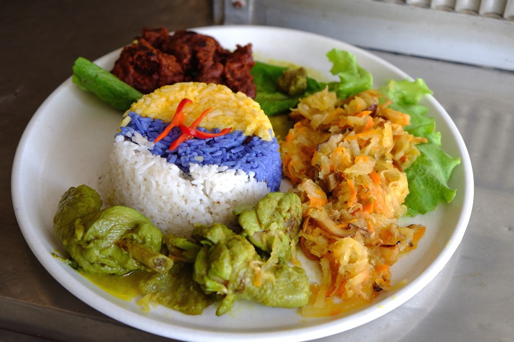 Rempah Fish, Braised Pork, Blue Flower Pea Rice, Economy Rice at Pengkalan Weld PDC Flat in Penang, Penang Food Blog, CK Lam, What2seeonline.com, Blue Pea Flower Rice, Lemongrass Rice, Pumpkin Rice, Assam Prawn, Green Chicken Curry,